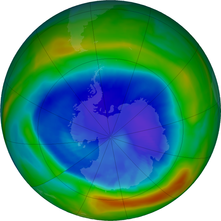 Antarctic ozone map for 05 September 2021